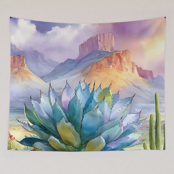 Item preview, Blooming Cactus Watercolor Art | Southwestern Desert Landscape designed and sold by MargaretWiktor.