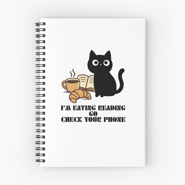 Item preview, Im Eating Reading Go Check Your Phone Cute Black Cat Book Lover Coffee Gift designed and sold by Art IN Pack.