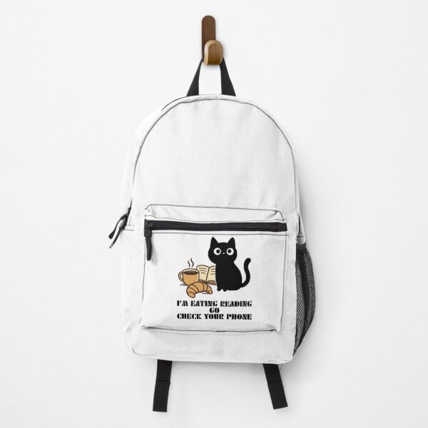 Item preview, Im Eating Reading Go Check Your Phone Cute Black Cat Book Lover Coffee Gift designed and sold by Art IN Pack.