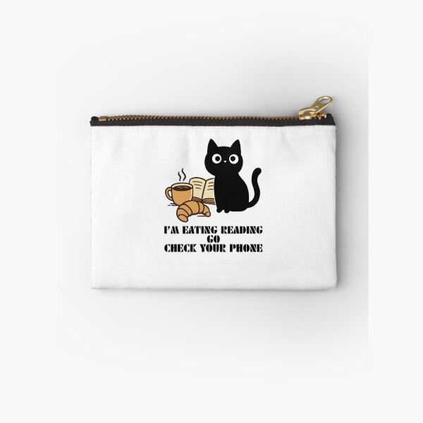 Item preview, Im Eating Reading Go Check Your Phone Cute Black Cat Book Lover Coffee Gift designed and sold by Art IN Pack.