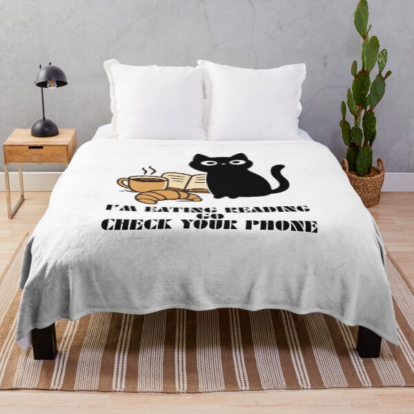Item preview, Im Eating Reading Go Check Your Phone Cute Black Cat Book Lover Coffee Gift designed and sold by Art IN Pack.