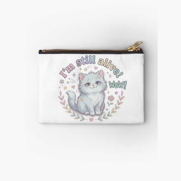 Item preview, I'm Still Alive Wow Funny Tired Pastel Cat Art designed and sold by TatiK-Treasures.