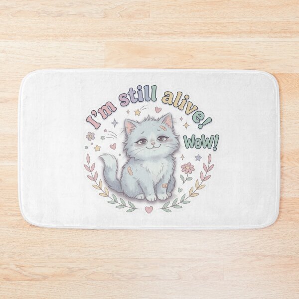 Item preview, I'm Still Alive Wow Funny Tired Pastel Cat Art designed and sold by TatiK-Treasures.