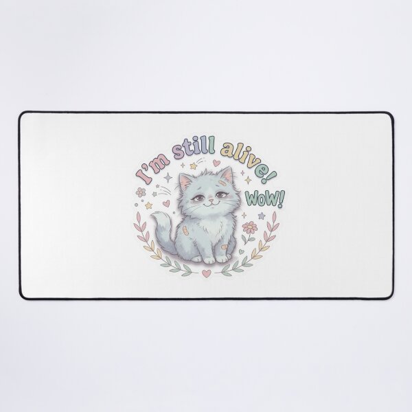 Item preview, I'm Still Alive Wow Funny Tired Pastel Cat Art designed and sold by TatiK-Treasures.
