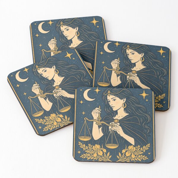 Artikelvorschau, Libra Zodiac Goddess with Golden Scales, Fantasy Astrology Art, Celestial Queen Horoscope Design entworfen und verkauft von Zaitmiprints.