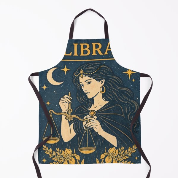 Item preview, Libra Zodiac Goddess with Golden Scales, Fantasy Astrology Art, Celestial Queen Horoscope Design designed and sold by Zaitmiprints.