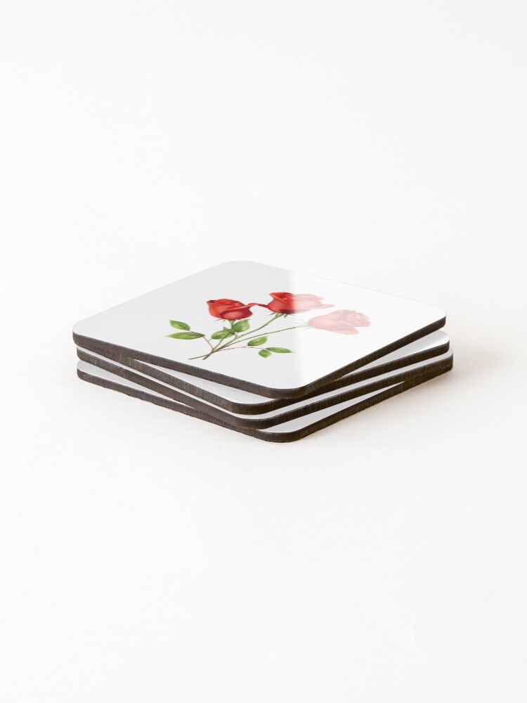 Thumbnail 4 of 5, Coasters (Set of 4), Three Red Roses designed and sold by CooksCreators.