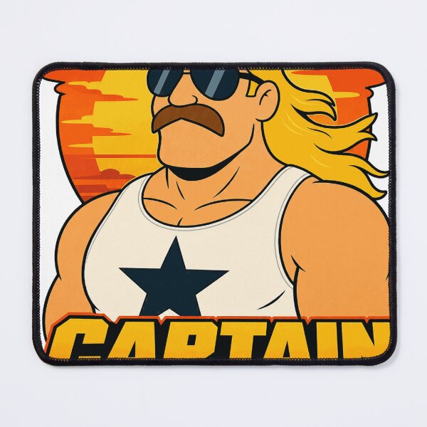 Item preview, Captain Mullet — Retro 80s Cartoon Hero Mascot designed and sold by Riah Studio.