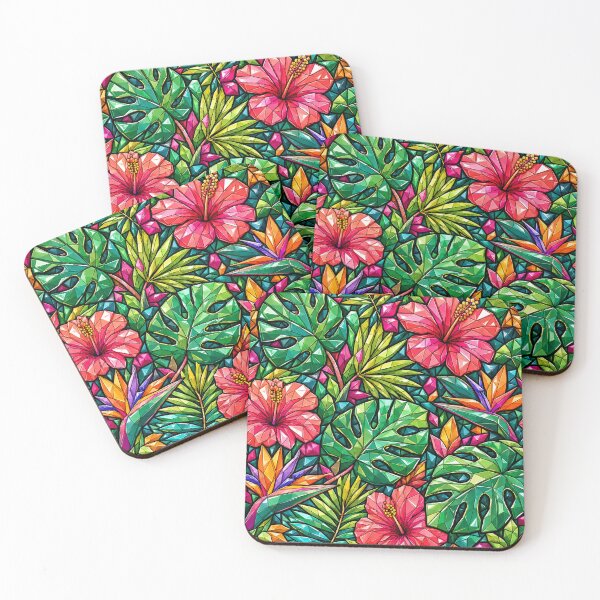 Item preview, Tropical Monstera and Hibiscus Botanical Pattern designed and sold by DjFreeq.