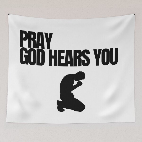 Item preview, Pray God Hears You Minimalist Black Silhouette Devotional Urban Streetwear designed and sold by LensDyn™.