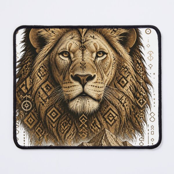 Item preview, Atlas Lion Amazigh Berber Tribal Sacred Geometry designed and sold by carthagia.