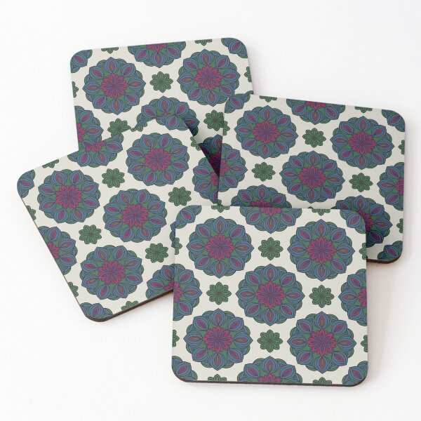 Item preview, Elegant Mandala Floral Pattern | Teal Purple Seamless Repeat designed and sold by Midnight Veil Designs.