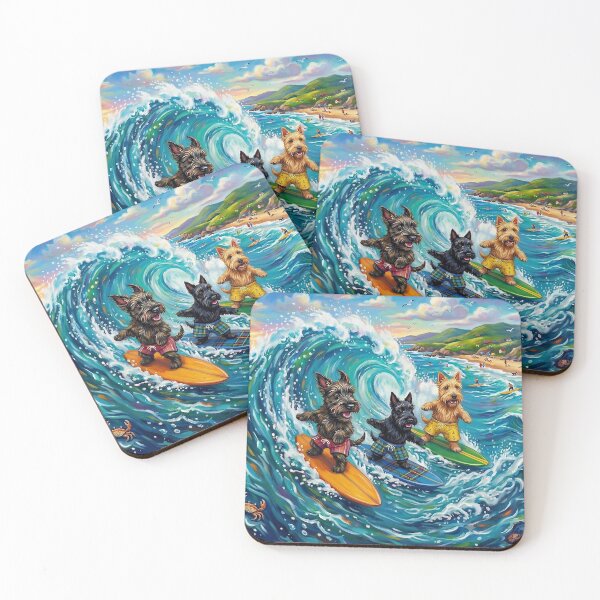 Item preview, 3 Scotties Surfing A Wave Design 2 designed and sold by LightPaintress.