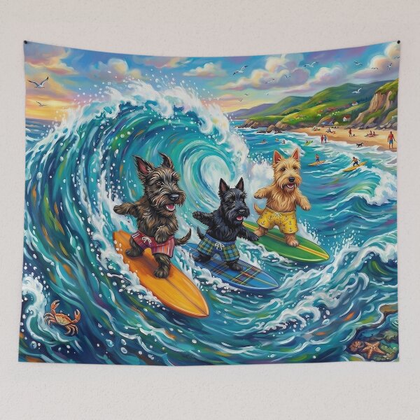 Item preview, 3 Scotties Surfing A Wave Design 2 designed and sold by LightPaintress.