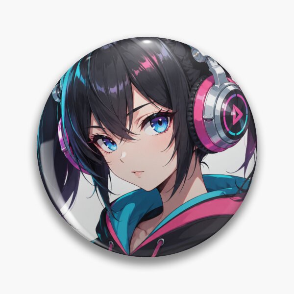 Item preview, Anime girl in a black hoodie and neon headphones designed and sold by FusiTink.