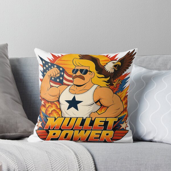 Item preview, Mullet Power — 80s Action Movie Poster Parody designed and sold by Riah Studio.