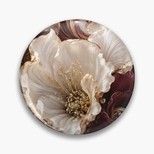 Item preview, Luxurious Botanical Art - Ivory & Burgundy Floral Elegance with Golden Accents designed and sold by MiraLumeStudio.