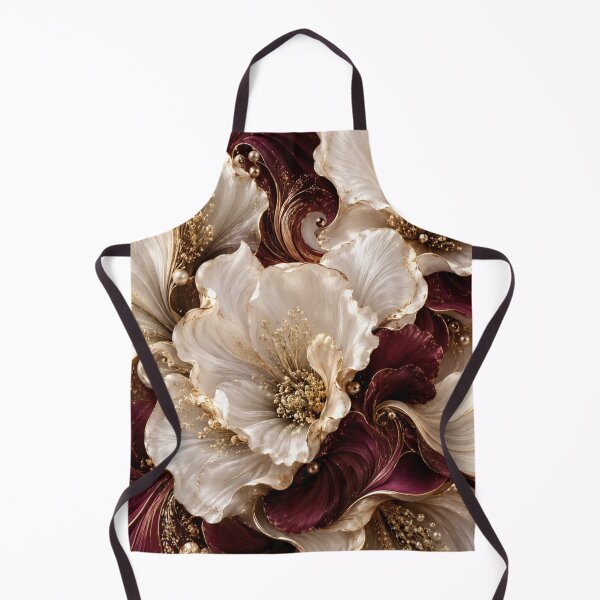 Item preview, Luxurious Botanical Art - Ivory & Burgundy Floral Elegance with Golden Accents designed and sold by MiraLumeStudio.