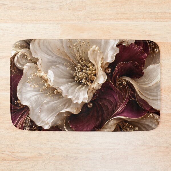 Item preview, Luxurious Botanical Art - Ivory & Burgundy Floral Elegance with Golden Accents designed and sold by MiraLumeStudio.