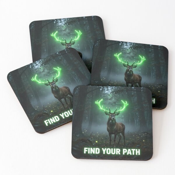Item preview, Find Your Path Neon Deer Forest Motivational Design designed and sold by DervoTeck2767.
