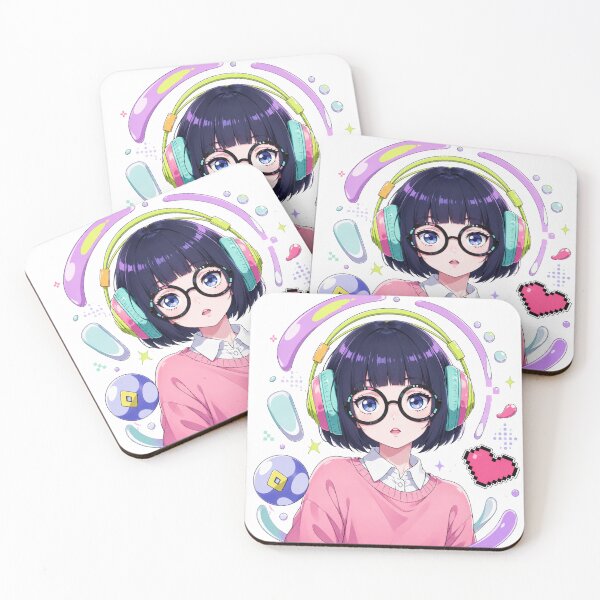 Item preview, Pastel anime gamer girl with headphones and glasses designed and sold by FusiTink.