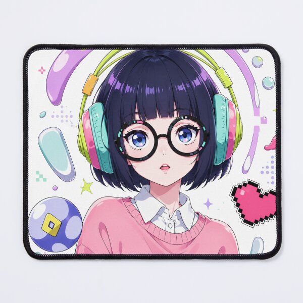 Item preview, Pastel anime gamer girl with headphones and glasses designed and sold by FusiTink.