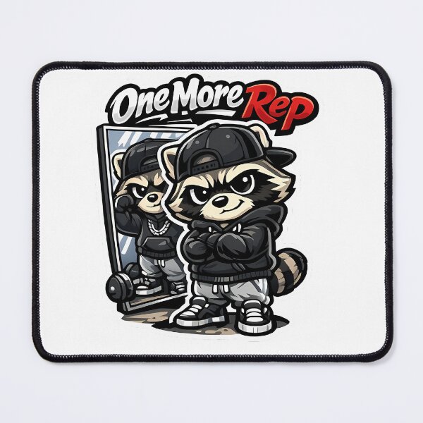 Item preview, One More Rep Raccoon Streetwear Sticker – Chibi Gym Mascot Hoodie Design designed and sold by Aesthicer.