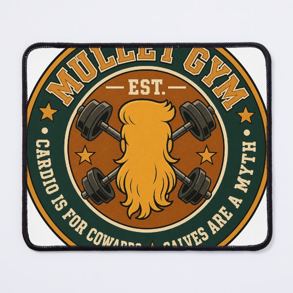 Item preview, Mullet Gym — Varsity Crest (Cardio Is For Cowards) designed and sold by Riah Studio.