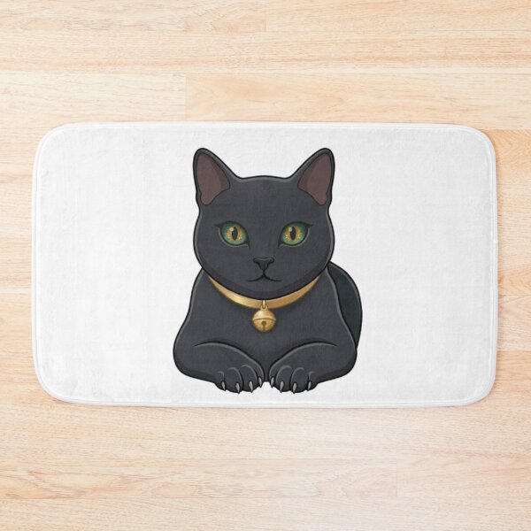 Item preview, Cute Black Cat with Green Eyes and Gold Collar Bell designed and sold by Northern Glow Art.