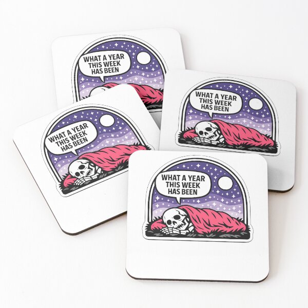 Item preview, Arch Badge Skeleton What A Year This Week Quote Sticker designed and sold by MIROUZ2000.