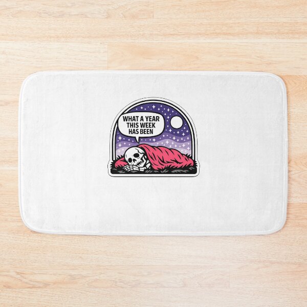 Item preview, Arch Badge Skeleton What A Year This Week Quote Sticker designed and sold by MIROUZ2000.