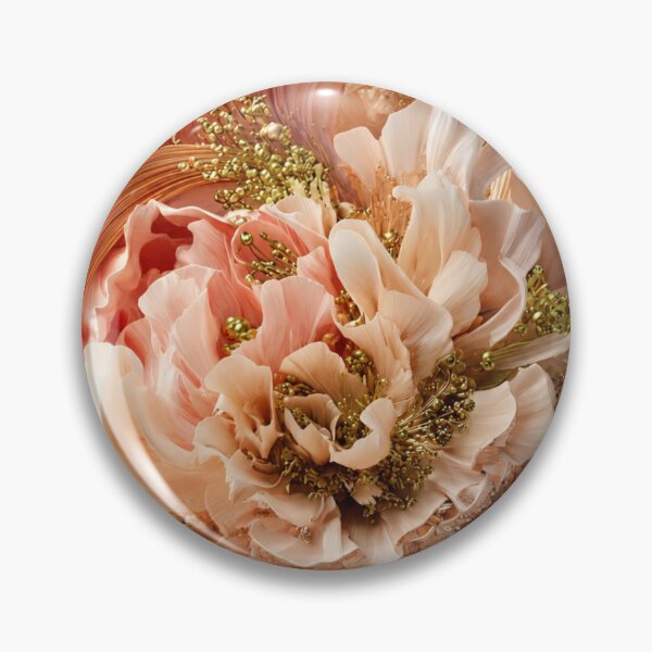 Item preview, Luxurious Botanical Art - Blush Peach Floral Symphony in Soft Gold designed and sold by MiraLumeStudio.