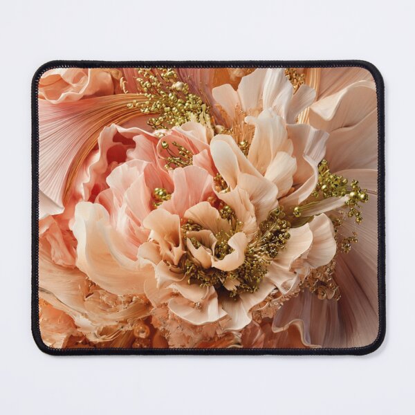Item preview, Luxurious Botanical Art - Blush Peach Floral Symphony in Soft Gold designed and sold by MiraLumeStudio.
