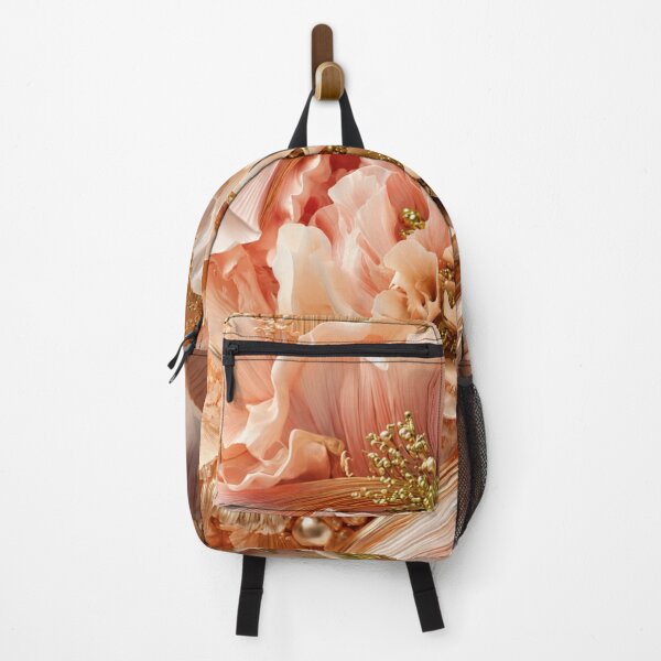 Item preview, Luxurious Botanical Art - Blush Peach Floral Symphony in Soft Gold designed and sold by MiraLumeStudio.