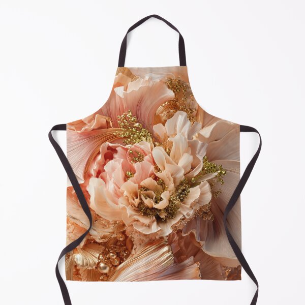 Item preview, Luxurious Botanical Art - Blush Peach Floral Symphony in Soft Gold designed and sold by MiraLumeStudio.