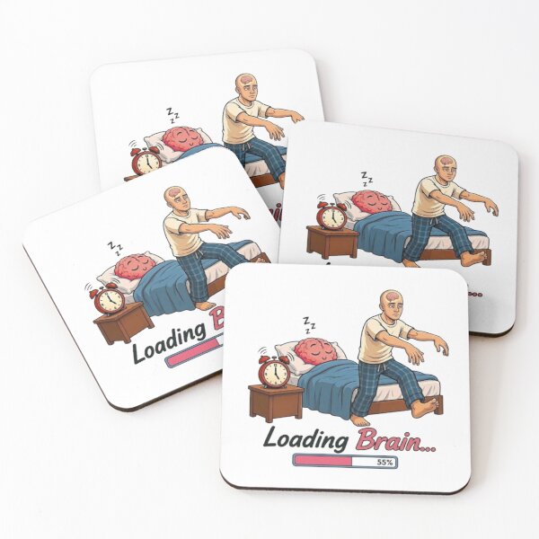 Item preview, Loading Brain Funny Sleepwalking Man Morning Humor Illustration designed and sold by Northern Glow Art.