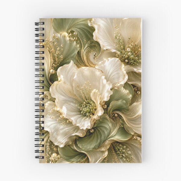 Item preview, Luxurious Botanical Art - Sage Green & Ivory Flowers with Golden Elegance designed and sold by MiraLumeStudio.