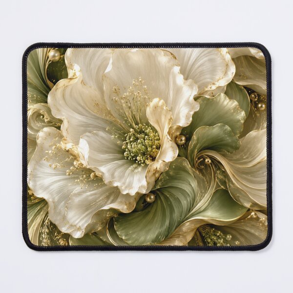 Item preview, Luxurious Botanical Art - Sage Green & Ivory Flowers with Golden Elegance designed and sold by MiraLumeStudio.