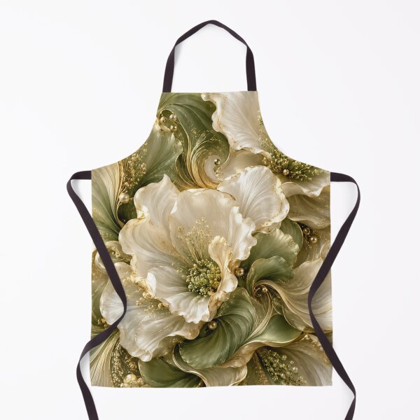 Item preview, Luxurious Botanical Art - Sage Green & Ivory Flowers with Golden Elegance designed and sold by MiraLumeStudio.