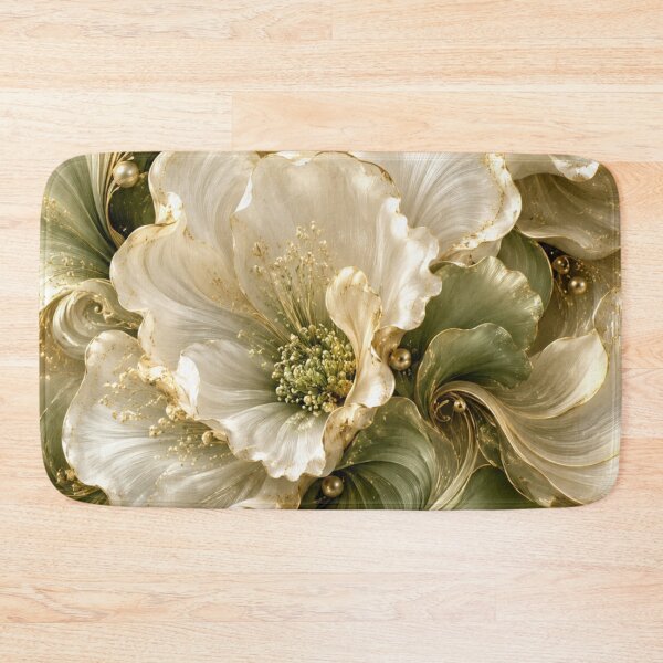 Item preview, Luxurious Botanical Art - Sage Green & Ivory Flowers with Golden Elegance designed and sold by MiraLumeStudio.