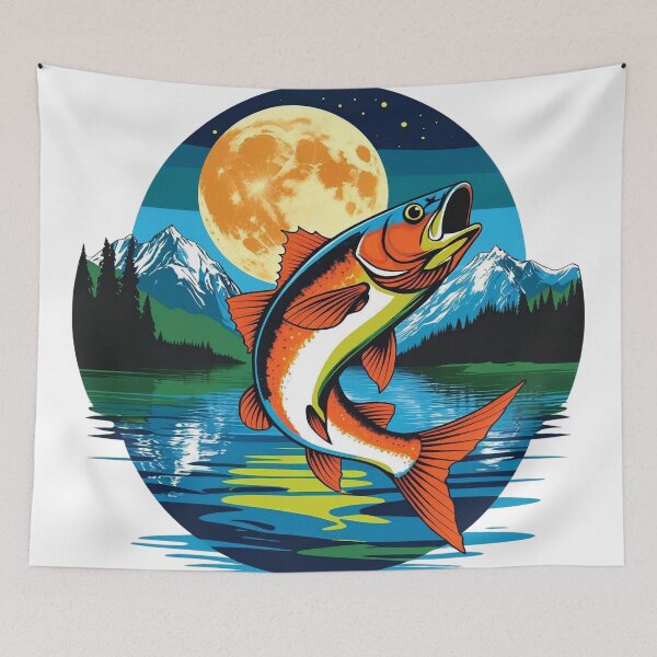 Item preview, Jumping Fish Under the Moon: Night Magic in the Forest designed and sold by Mau05store.