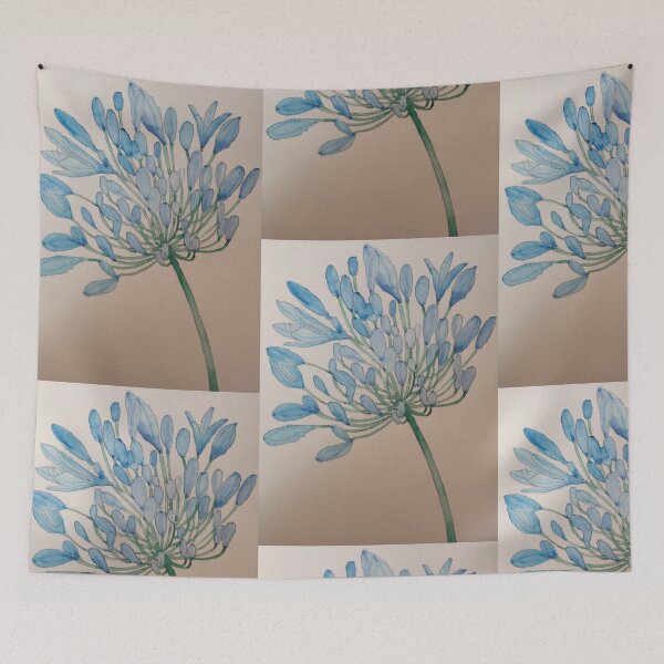 Item preview, Pthalo blue Agapanthus flower watercolour painting  designed and sold by esvb.