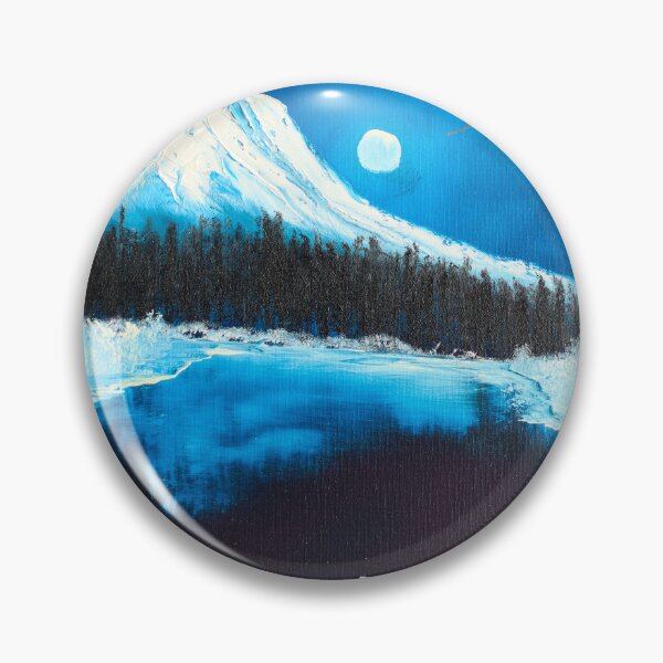 Item preview, Peaceful night with mountain, lake and snowy bushes. designed and sold by BP-Brushworks.