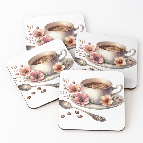 Item preview, Vintage Watercolor Coffee Cup with Pink Flowers designed and sold by sanorastyle.