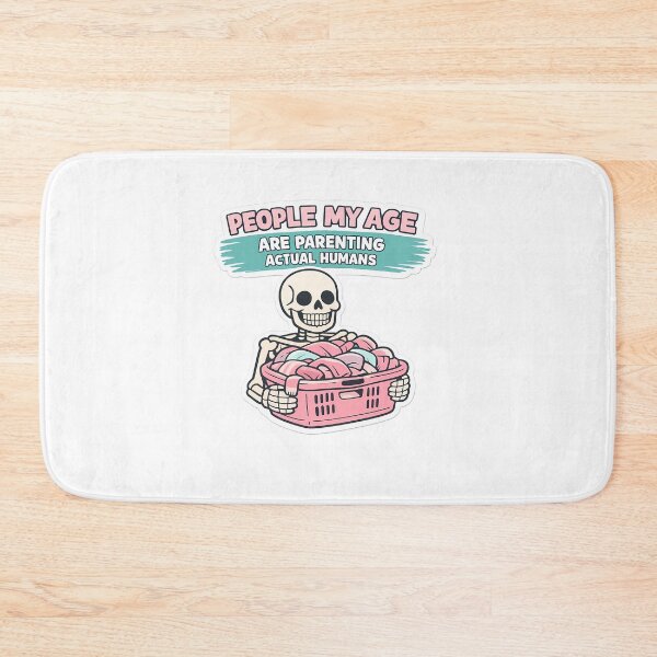 Item preview, Funny Skeleton Pink Laundry Basket Adulting Meme Sticker designed and sold by MIROUZ2000.