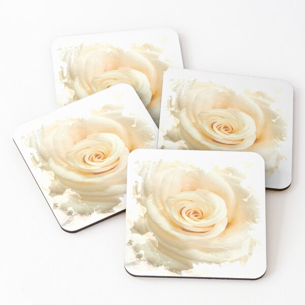 Item preview, Shabby Chic Cream Rose Watercolor Splash Botanical Art designed and sold by BalkanBloomArt.