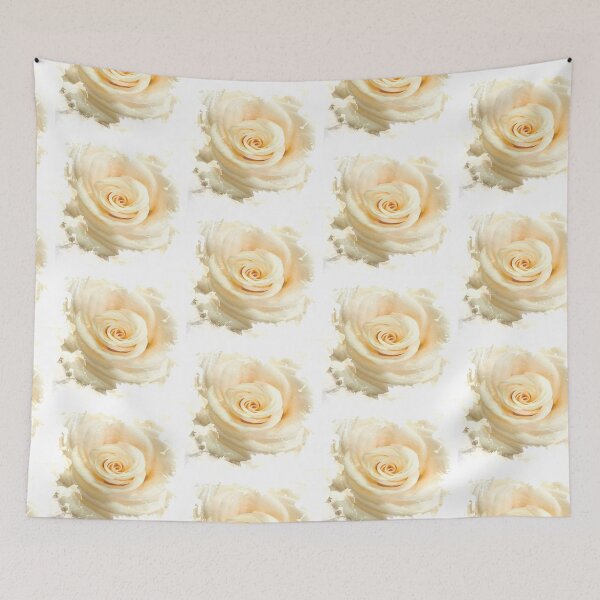 Item preview, Shabby Chic Cream Rose Watercolor Splash Botanical Art designed and sold by BalkanBloom.