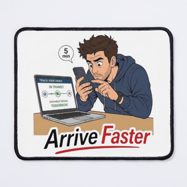 Item preview, Arrive Faster Funny Online Shopping Order Tracking Illustration designed and sold by Northern Glow Art.