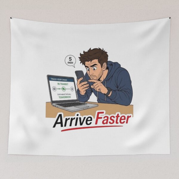 Item preview, Arrive Faster Funny Online Shopping Order Tracking Illustration designed and sold by Northern Glow Art.