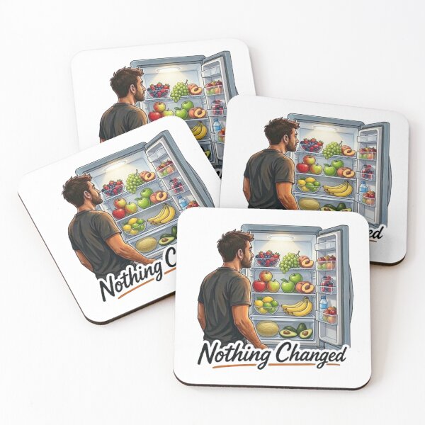 Item preview, Nothing Changed Funny Man Looking into Full Fridge Illustration designed and sold by Northern Glow Art.